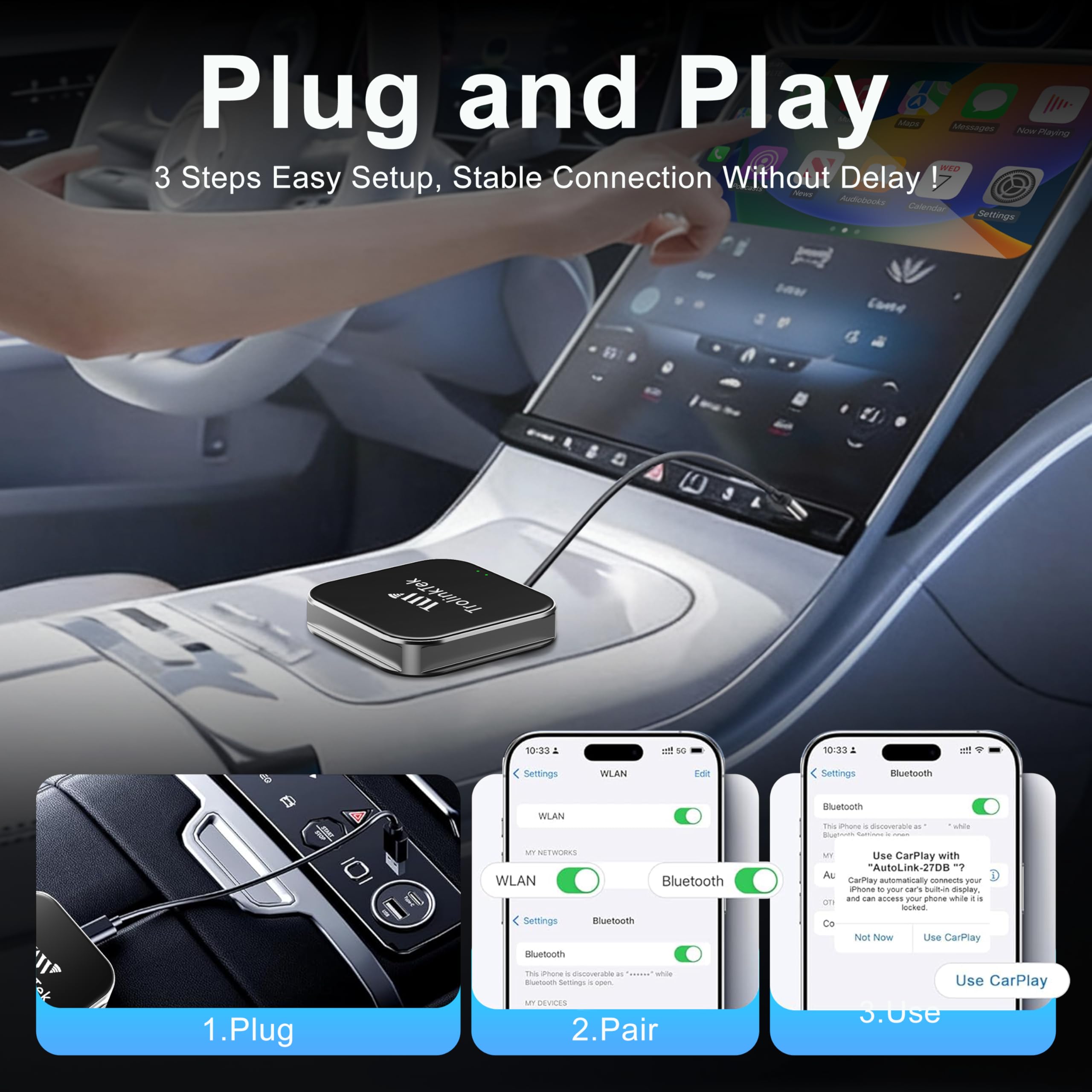 Amazon.com: Wireless CarPlay AI Box, Android 13 8-Core Car